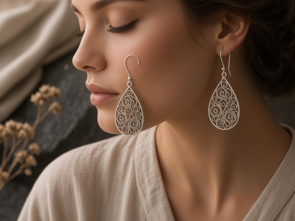 Aretes Quillu en oreja